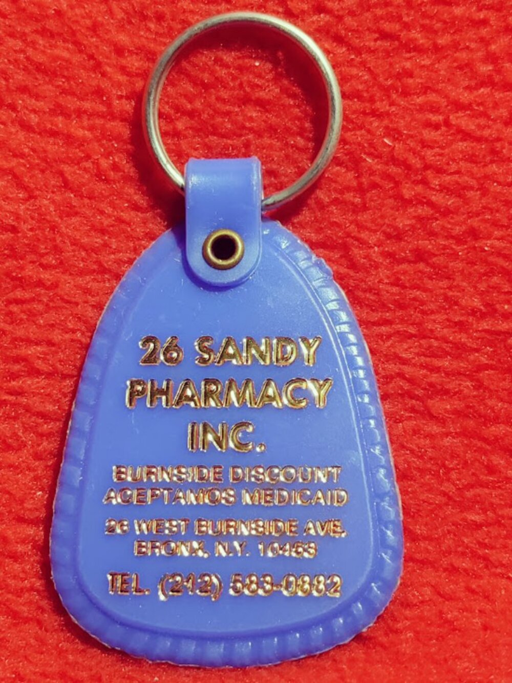 Vintage Sandy Pharmacy Advertising Keychain